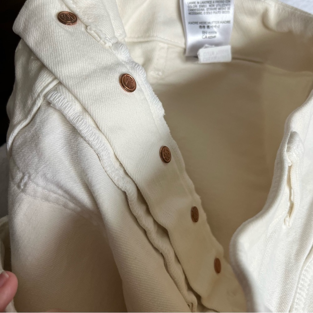 MOTHER Denim Jeans The Patch Pocket Private Ankle Fray Sz 31 Cream Puffs EUC - Picture 6 of 16